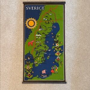 Colorful Sweden Map Wall Hanging